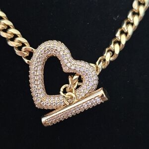 Camila Coelho Gold Heart Toggle Necklace with Crystal Accents